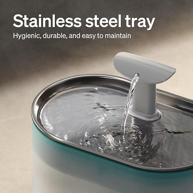 PETLIBRO Cat Water Fountain Stainless Steel,Ultra Quiet,71fl oz/2.1L Automatic Cat Fountain,Two Flow Modes,BPA-Free Capsule Metal Healthy Pet Water Fountain for Cats Inside
