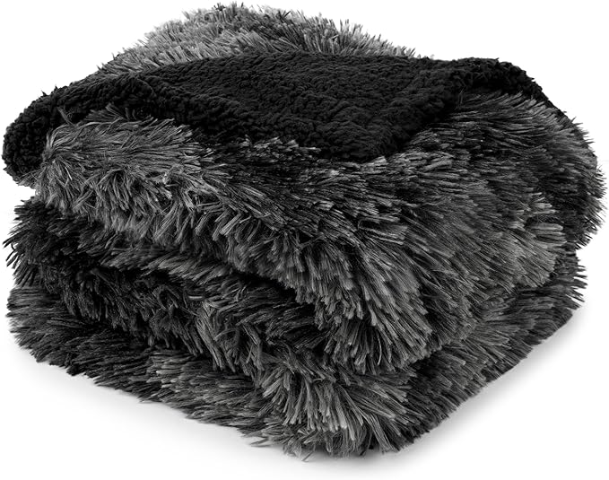 PetAmi Waterproof Dog Blanket for Large Dog, Queen Size Calming Pet Blanket Couch Cover Protector, Sherpa Faux Fur Cat Throw for Sofa Furniture Bed, Soft Fluffy XL, 90x90 Tie-Dye Black