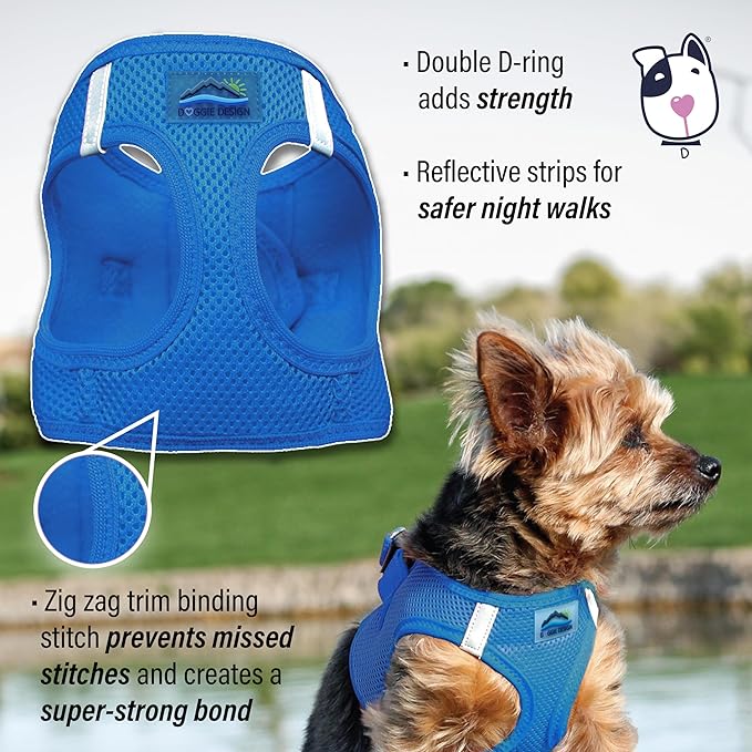 Doggie Design Dog Harness - No Choke Dog Harness, Dog Vest, Mesh Polyester, Pet Harness, Simple Step in and Go Design, Harness for Dog - Cobalt Blue, XXS