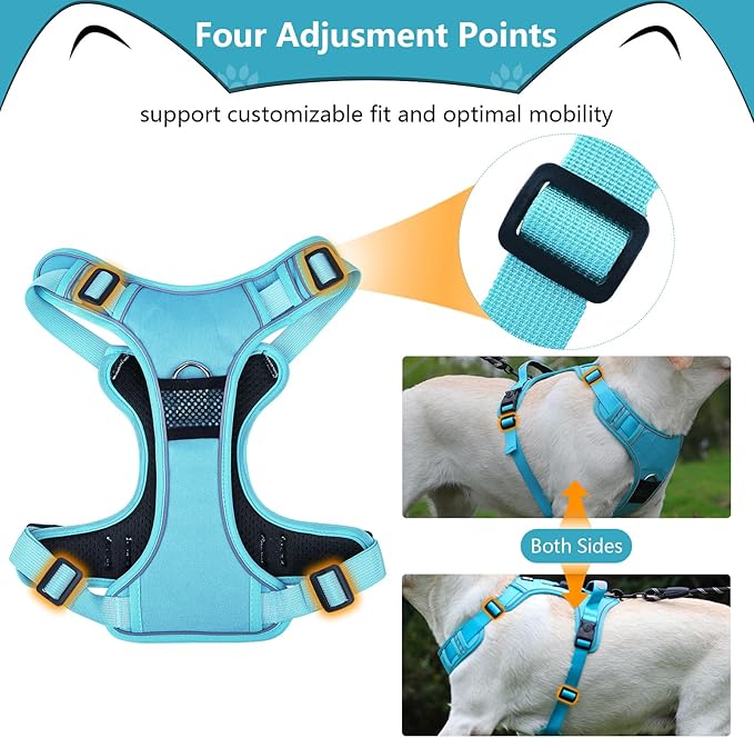 No Pull Harness with Tracker Tag Holder for Small Dogs,Adjustable Escape-Proof, No Choke and Reflective Vest with Handle for Easy Control Comfortable Vest Harness for Training Walking Hiking, Blue S