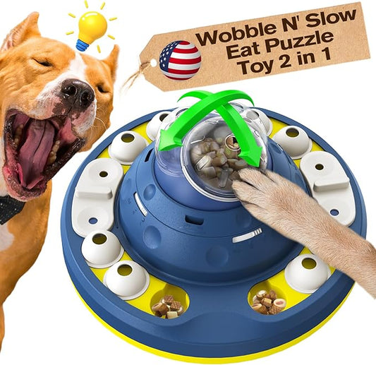 KADTC U.S. Brand & Design Advanced 2 Levels of Challenge Wobble Dog Puzzle Toy for Small/Medium/Large Smart Dogs Treat Puzzles Feeder Food Feeding Puppy Mental Stimulation Toys Christmas New Year Gift