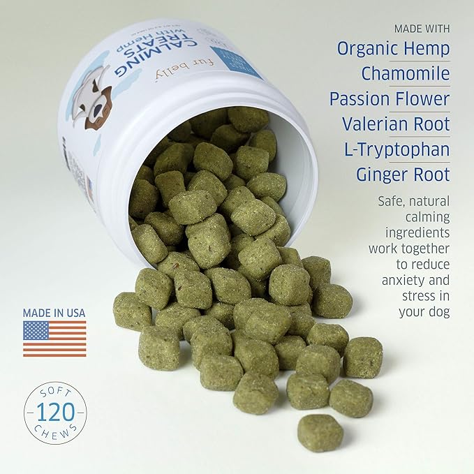 Hemp Calming Chews for Dogs - Natural Anxiety Relief Treats - Separation, Stress, Barking, Thunderstorms - 120 Dog Anxiety Chews
