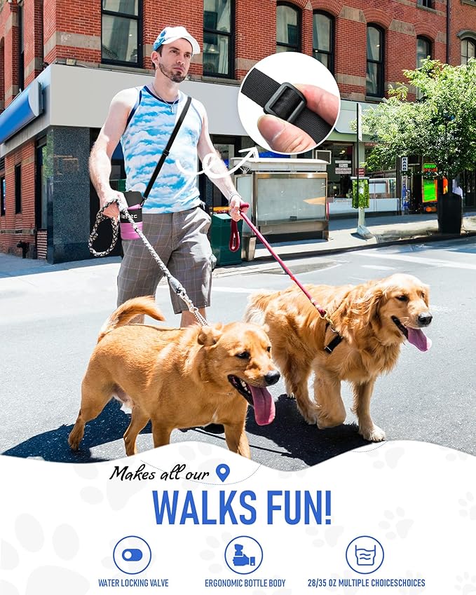 lesotc Dog Water Bottle, Portable Water Dispenser with Travel Water Bowl, Leak Proof Pet Travel Squeeze Bottle, Puppy Essentials Dog Stuff Accessories for Outdoor Walking, Hiking, Camping