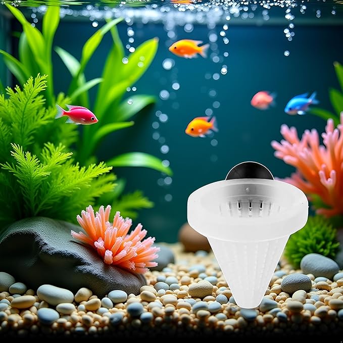 2Pcs White Cone Shape Aquarium Red Worm Fish Feeder with Suction 7cm Height Professional, Automatic Feeders, Fish and Aquatic Pets