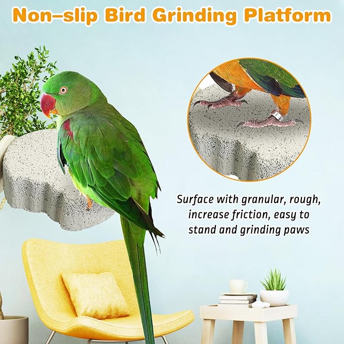 PINVNBY 6 PCS Bird Perch Parrot Beak Grinding Stone Calcium Mineral Parrot Perch Foot Claws Trimmer Chewing Toy Bird Cage Accessories for Small Medium Budgie Cockatiel Conure Lovebird (Lune)