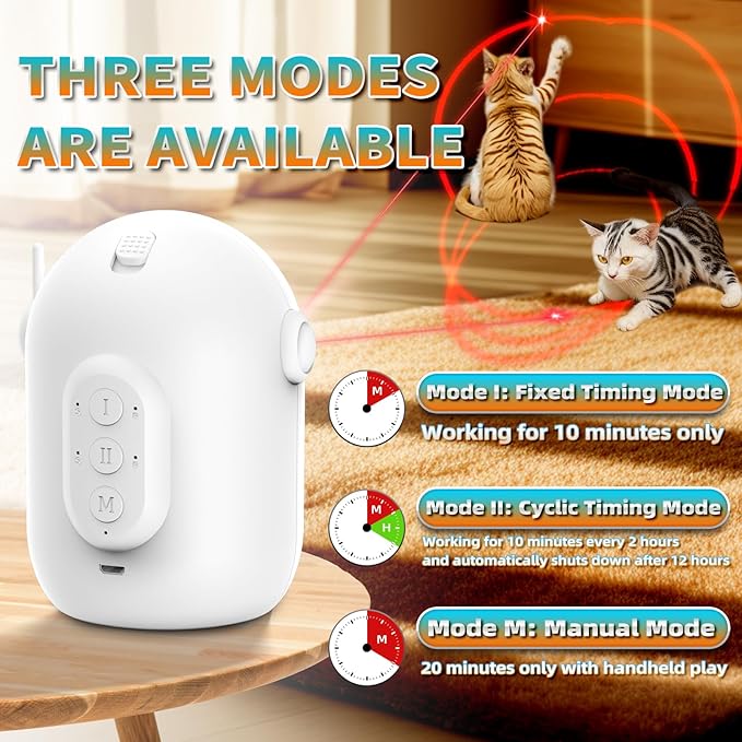 Laser Cat Toys for Indoor Cats, [2025 Newly Upgraded] Real Trajectory Motion Activated Cat Toy, Automatic Laser Pointer Interactive Automated Cat Toys for for Bored Indoor Adult Cats/Dogs/Kittenes