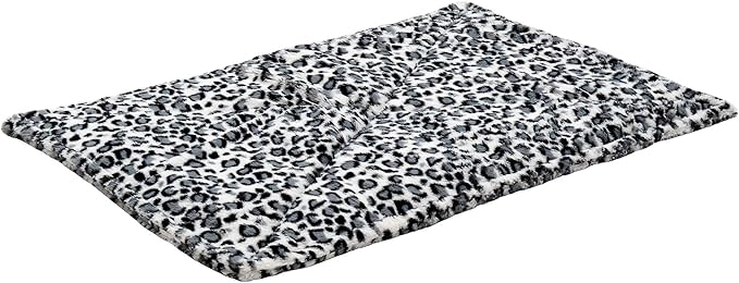 Furhaven ThermaNAP Self-Warming Cat Bed for Indoor Cats & Large/Medium Dogs, Washable & Reflects Body Heat - Quilted Faux Fur Reflective Bed Mat - Snow Leopard, Large
