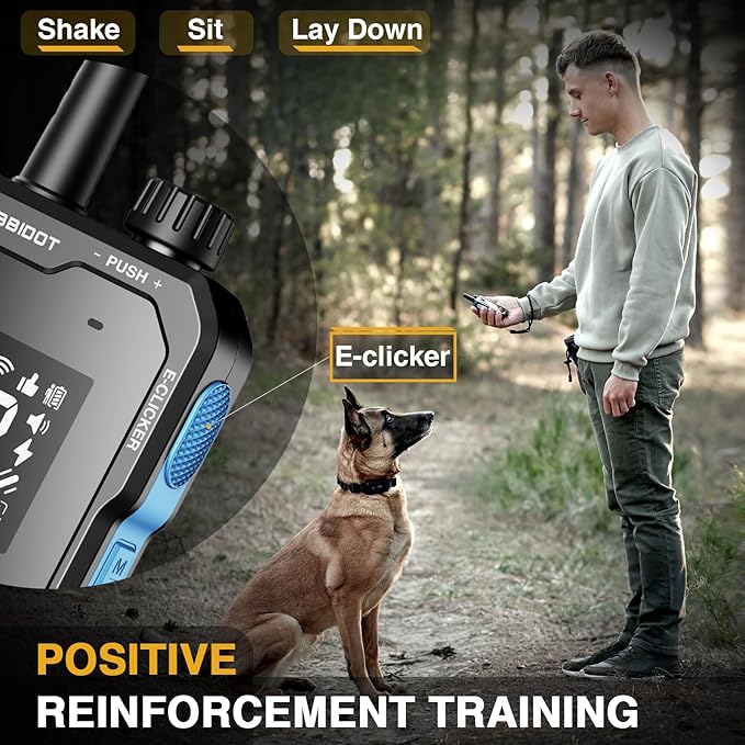ABBIDOT Dog Shock Collar (5-120 lbs) - 4500 FT Dog Training Collar with Remote, IPX7 Waterproof with 6 Training Modes, Beep, Vibration, Safe Shock, Enhanced Night Light, Rechargeable Electric Collar