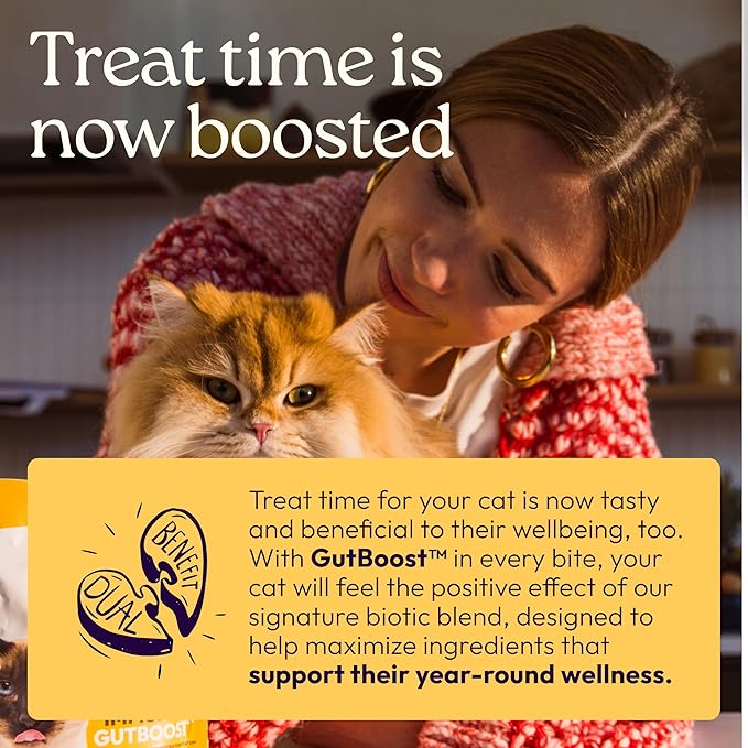 WellJoy Cat Treat Immune+ GutBoost | Supports a Healthy Respiratory System & Immune Defenses | Dual-Benefit GutBoost Formulation | Vet Formulated | Made in USA | Real Chicken | 120 Soft Chews