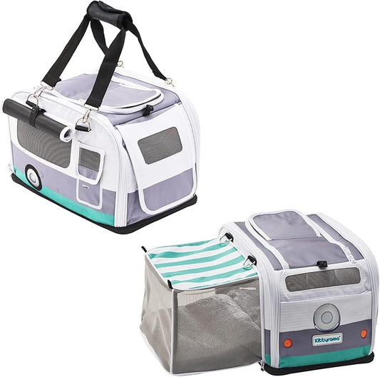 Premium Soft-Sided 2-in-1 Kittyrama Cat Carrier & Home Hideaway – Vet-Recommended Calming Den, Dual-Use Lounge & Travel Carrier with SBS Zippers, Airline-Approved Under-Seat Fit