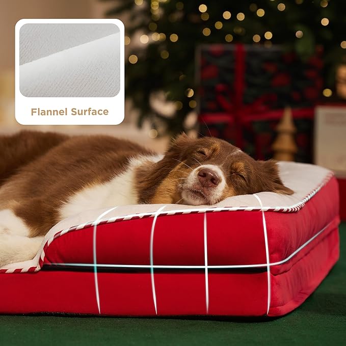 Bedsure Orthopedic Dog Beds Large Sized Dog - Washable Large Dog Cat Bed Waterproof, Comfort Dogs Couch Sofa with Washable Removable Cover, Pet Bed with Nonskid Bottom, Red, 35"