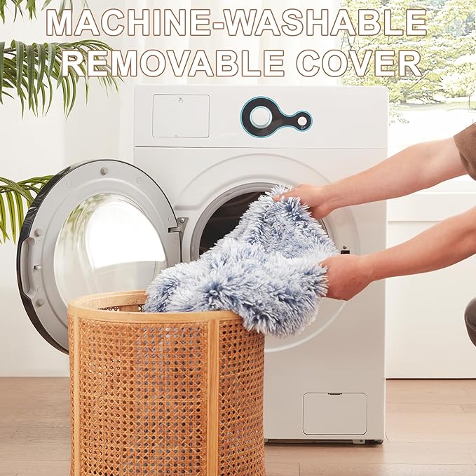 30 inches Donut Dog Bed for Medium Dogs,Calming Fluffy Round Pet Bed with Removable & Washable Cover,Fits up to 45 lbs Pets(Dark Blue,Medium)