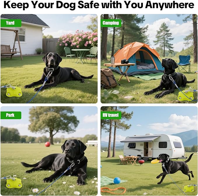 Dog Tie Out Stake & Cable for Outdoor Camping and Yard, Dog Run with 30FT Heavy-Duty Leash, 200LBS Capacity, Dual 360° Swivel - Stainless Steel Composite (Dog Stake+30ft Cable/200lbs)