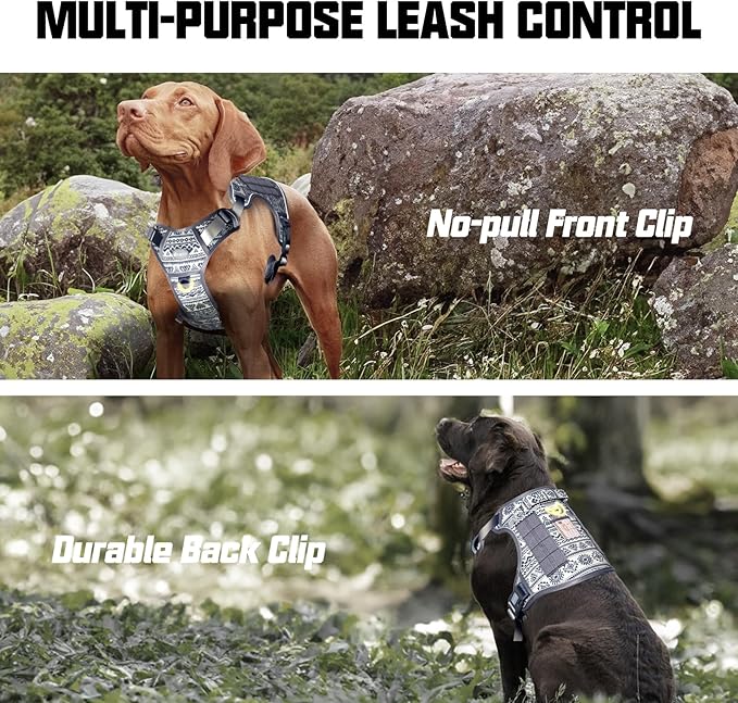AUROTH Tactical Dog Harness for Large Dogs No Pull Adjustable Pet Harness Reflective K25 Working Training Easy Control Pet Vest Military Service Dog Harnesses