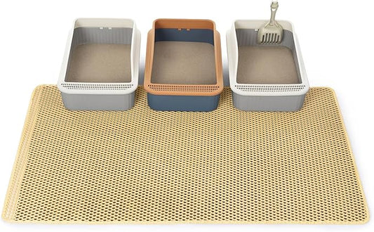 GRELY XXL 47''X 36'' Supper Large Cat Litter Box Mat,2 Layer Litter Mat for Indoor Cats,Rug for Pet Kitty,Litter Trapping Mats,Waterproof Urine Proof,Non-Slip