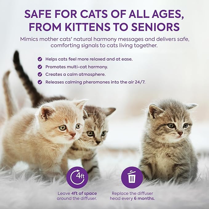 TopSum Cat Pheromones Calming Diffuser: Premium Pheromone Diffuser for Cats - Cat Pheromones Diffuser - Cat Calming Diffuser - Cat Calming Pheromone Diffuser (3 diffusers+ 3 Refills)