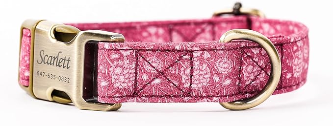 Personalized Dog Collar with Name and Phone Number Engraved,Adjustable Custom Puppy Collar,Organic Cotton Pet Collar for Small Medium Large Boy Girl Dogs