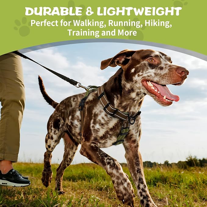 No-Pull Harness,Y-Shaped Design,Buckle-Neck Balance Harness with Reflective Stitching, Ideal for Dog Training and Night Walking, Padded Handle, Durable High-Tensile Nylon-Brown-S