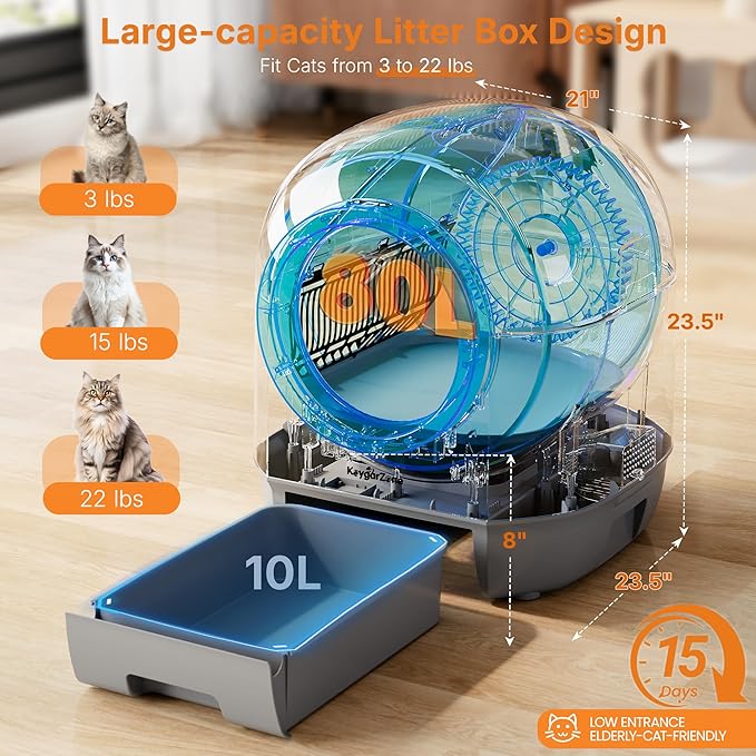 Smart Self Cleaning Automatic Cat Litter Box with Odor Control, Infrared Sensors, Sleep Mode, and Remote APP Control for Hands-Free Convenience, White