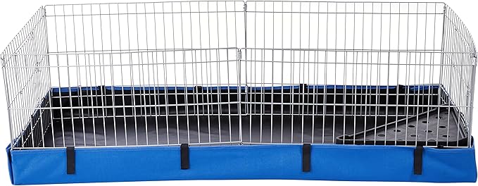 Amazon Basics - Comfortable Indoor-Outdoor Small Pet Guinea Pig Habitat Cage with Canvas Bottom, Blue, 46.65"L x 13.78"W x 23.62"H