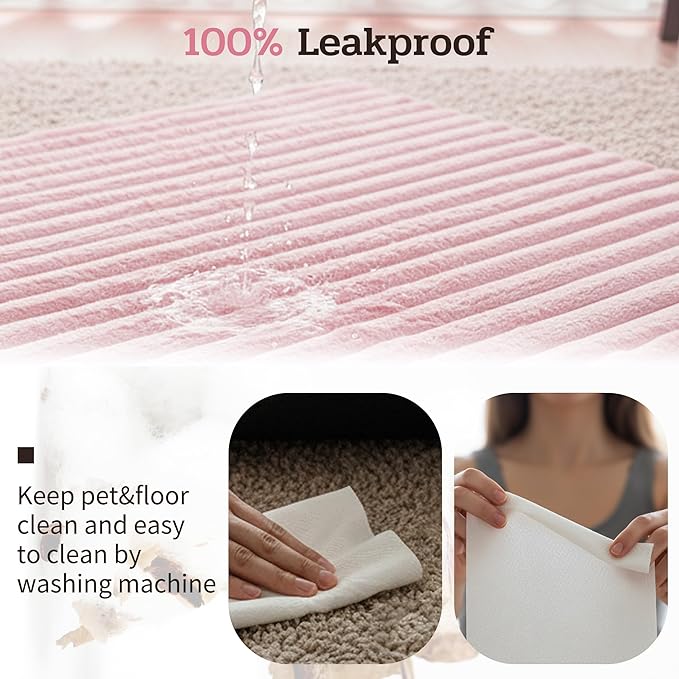 NWK Pack of 4 Fluffy Self Warming Cat Mat, Cat Blanket, Thermal Dog Mat, Washable, Non-Slip Bottom for Sofa & Crate & Kennel & Car Seat (Blush Pink, X-Large (43.5'' X 27.5'' X 0.7''))