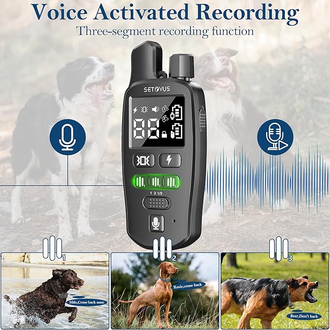 Dog Shock Collar for 2 Dogs, 4500FT Dog Training Collar Rechargeable Electric Collar with Recording & Calling & Vibration & Shock for All Breeds (Gray)