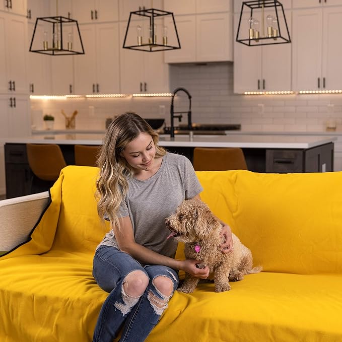 Waterproof Blanket for Bed or Couch – Soft and Leakproof Waterproof Throw Blanket, Water Proof & Stain Resistant Easy to Clean Throw Blanket Cover for Adults or Pets, Reversible Khaki/Ochre 80”x90”