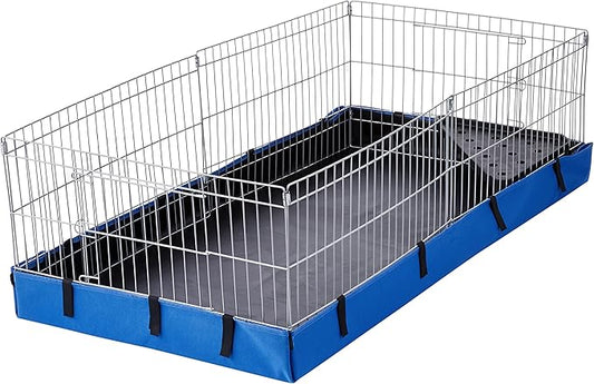 Amazon Basics - Comfortable Indoor-Outdoor Small Pet Guinea Pig Habitat Cage with Canvas Bottom, Blue, 46.65"L x 13.78"W x 23.62"H