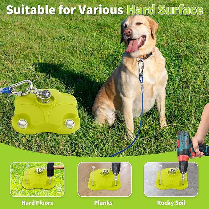 Dog Tie Out Stake & Cable for Outdoor Camping and Yard, Dog Run with 30FT Heavy-Duty Leash, 200LBS Capacity, Dual 360° Swivel - Stainless Steel Composite (Dog Stake+30ft Cable/200lbs)