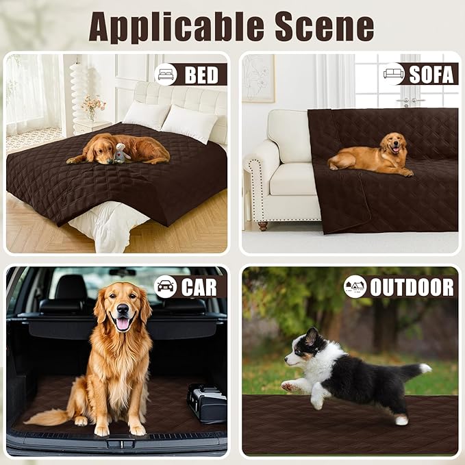 Smiry Waterproof Dog Bed Cover Blanket 30x70, Soft Reversible Pet Blanket, Washable Leakproof Cats Dogs Couch Cover for Sofa, Couch, Furniture, Lattice, Chocolate/Chocolate