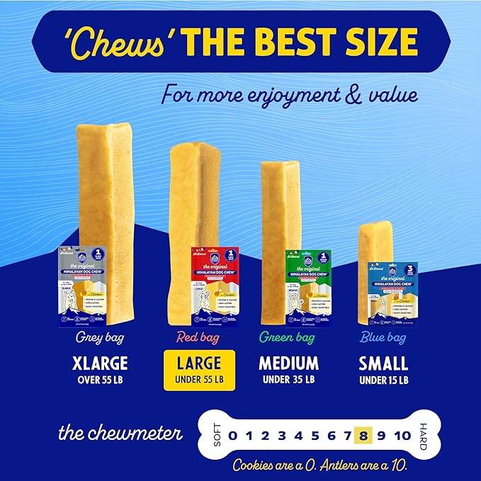 Himalayan Dog Chew Original Yak Cheese Chew, Chicken, 1 Large Stick, 3.3 oz, Gluten Free, Healthy Treats, Grain & Lactose Free 100% Natural, Long Lasting Chews for s Under 55 lbs