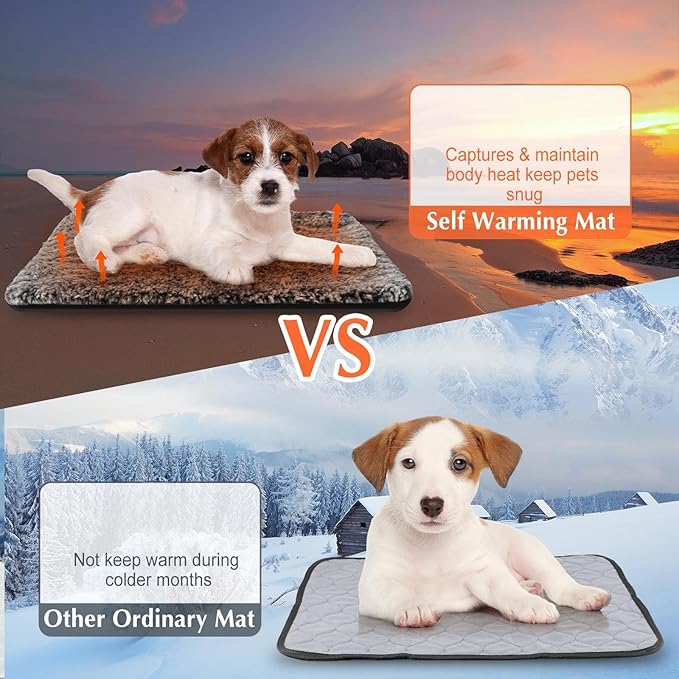 4 Pack Self Warming Cat Pads Self Heating Cat Mat Washable Homeless Dogs Thermal Pads Kennel Pad Reflects Body Heat Warm Crate Bed Mat for Indoor Outdoor Pet(Gray,16 x 20 Inch)
