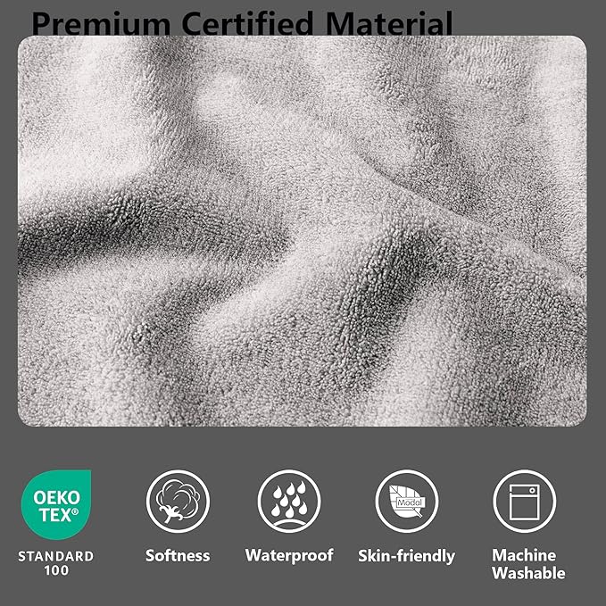Waterproof Blanket for Bed King Size, Leak Proof Dog Couch Blankets Reversible, Pet Throw Sofa Furniture Protector Machine Washable-82 x108,Black+Lightgrey