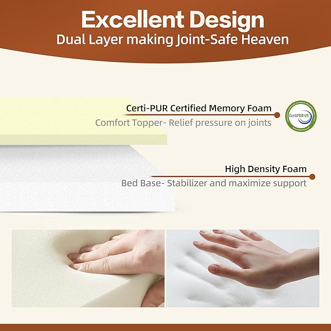 Sytopia XXL 35D Memory Foam Dog Bed, 7 Inch Thick Extra Large Orthopedic Couch for Senior Dogs Over 100 Pounds, Water Resistant and Washable Cover, Liner, Grey