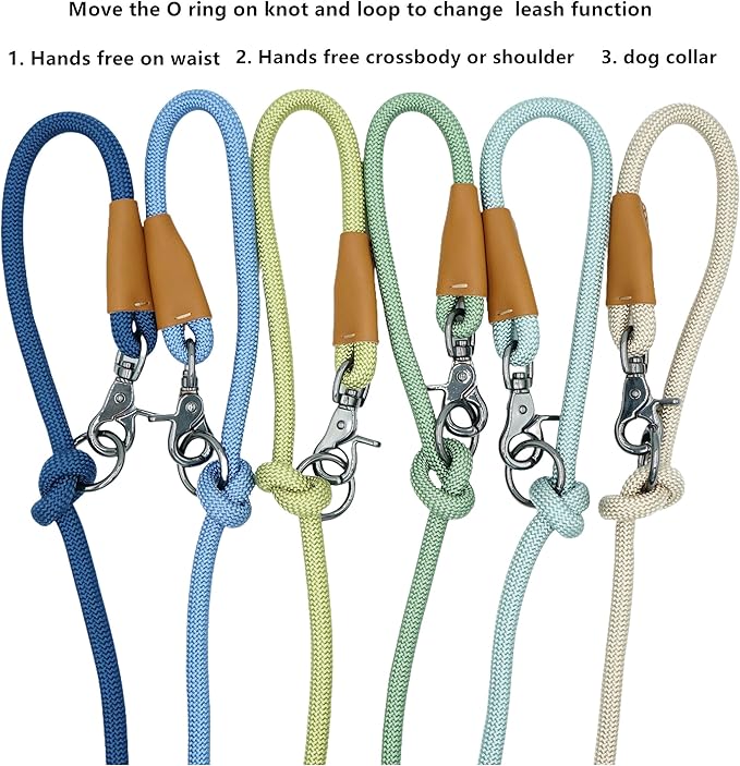 8FT Hands Free Dog Rope Leash, Waist Body Running Leash for Dog Walking (Beige, 8FTx10MM)