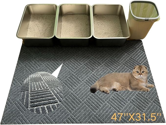 Extra Large Cat Litter Mats,Jumbo Cat Litter Trapping Mats,| Washable Litter Box Mats, Leak-Resistant, Non-Slip Backing,Quick Dry,Cut ToFit,Size 47''x31.5' (extra large)