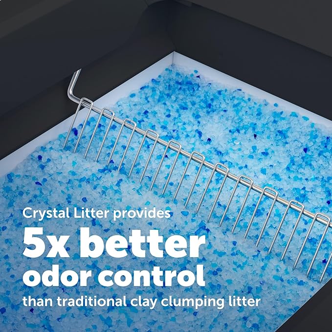 PetSafe ScoopFree Crystal Pro Self-Cleaning Cat Litter Box System – Enclosed Front-Entry – Advanced Odor Control – Includes 1 Disposable Crystal Litter Tray – Black (ZAL00-18159)