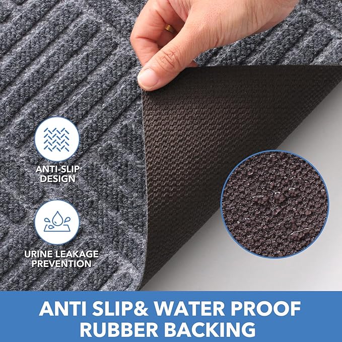 2 Pack Cat Litter Mat,Large Litter Trapping Mat,| Washable Litter Box Mat, Leak-Resistant, Non-Slip Backing,Quick Dry,Cut ToFit,Size 35''x24'