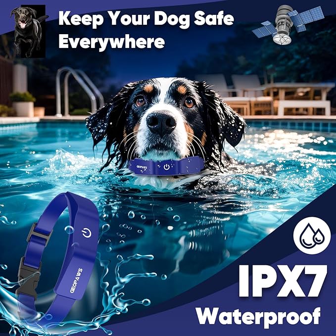 GPS Electric Dog Fence with Free App, 2nd Generateion AI Wireless Fence System with Training Collar, Adjustable & Portable Accurate for Outdoor Use, Rechargeable Waterproof Flexiable Collar