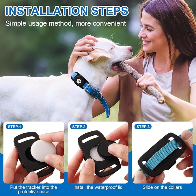 Smart Pet Tracker for Collar - Dog Trackers Pet Location Tracker with Holder, No Monthly Fee, Anti-Lost Tracking Device for Pets,Bag Straps, Compatible with Google Android Only(Not for iOS),Black