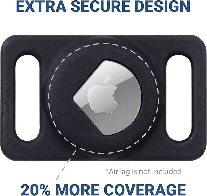 GoTags Designed for Airtag Engraved Dog Collar Holder, Personalized Airtag Case for Pet Collar, Up to 2 Lines of Custom Text, Slide On Tag for GPS Dog Tracker, Compatible with Apple iPhone, Large