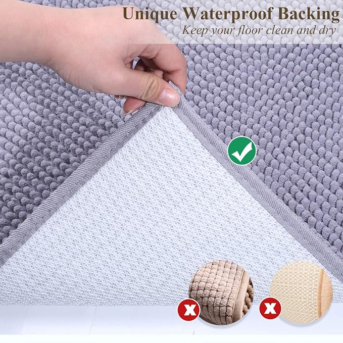 VIVAGLORY Cat Litter Mat Softgrip Litter Trapping Mat, Muddy Litterbox Rug for Indoor & Floor, Machine Washable Easy Clean Soft Microfiber for Cat, 31"× 20", Grey