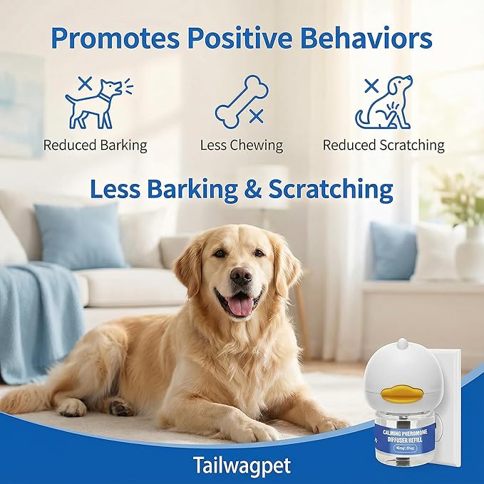Dog Calming Pheromones Diffuser Kit - 180 Day Supply (8 Pack: 2 Plug-ins + 6×48mL Refills) - Anxiety, Barking, Aggression & Stress Relief for Dogs