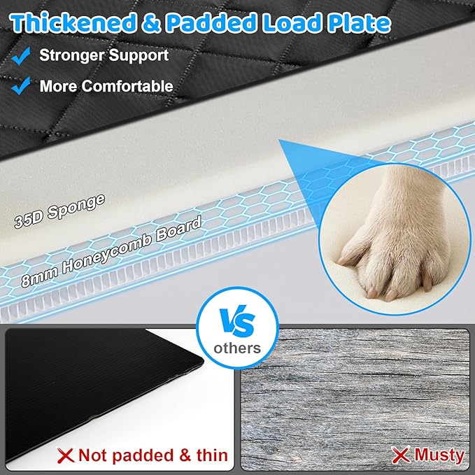 URPOWER Back Seat Extender for Dogs - Hard Bottom Dog Car Seat Cover Holds 550 lbs, Waterproof Dog Hammock Dogs Bed for Cars, SUVs, Pet Backseat Protector with Mesh Window & Large Space