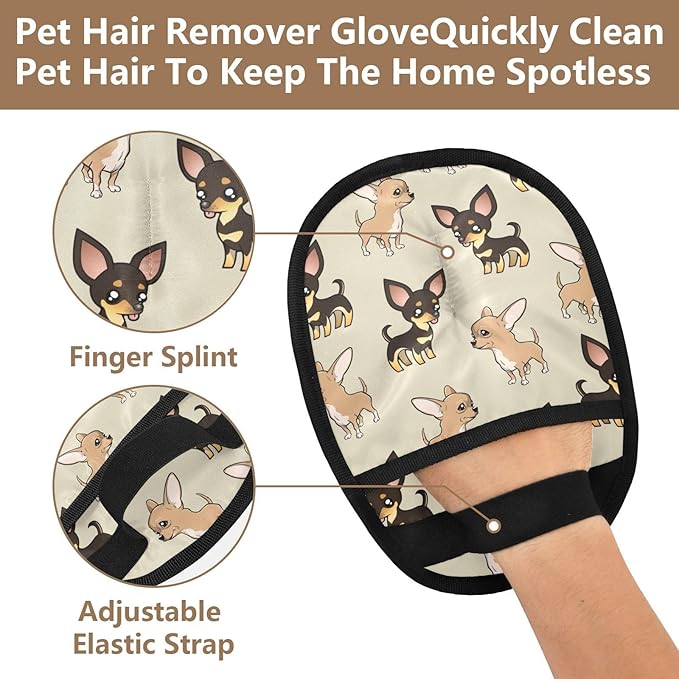 Pet Grooming Gloves Reusable Dog & Cat Hair Remover for Furniture, Car Interiors Multi-Surface Deshedding Tool for Carpets, Bedding & Home Cleaning