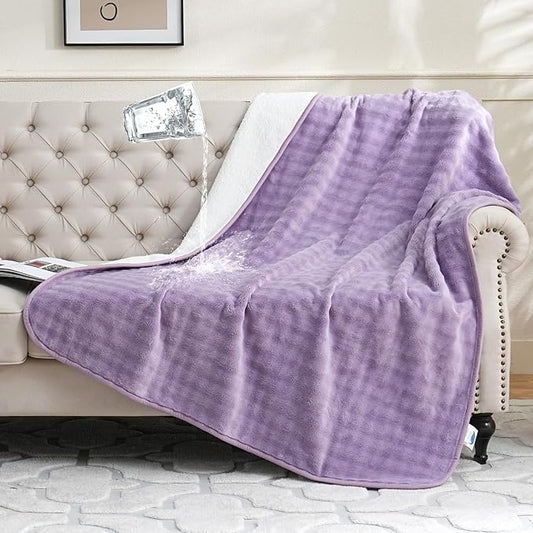 Waterproof Blanket for Bed Couch Sofa Car, Soft Leakproof Dog Blanket with 3D Bubble Pattern, Reversible Water Proof Pet Blankets for Dogs Cats Puppies (60"x80", Dusty Purple)
