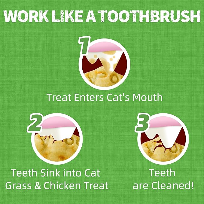 Just Try 16 OZ Cat Grass Jerky Treats for Indoor Cats Natural Chicken Healthy Cat Snacks Training Biscuits Hairball Control & Digestive Aid for Cats