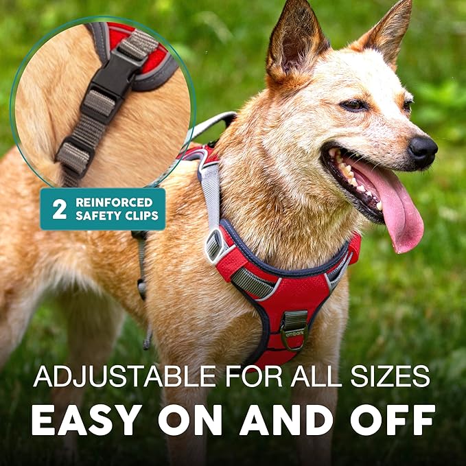 Embark Adventure Dog Harness, Reflective Trim No Pull Dog Harness Medium Sized Dogs - Military Grade Nylon, Front Clip with Gel Lined Handle.