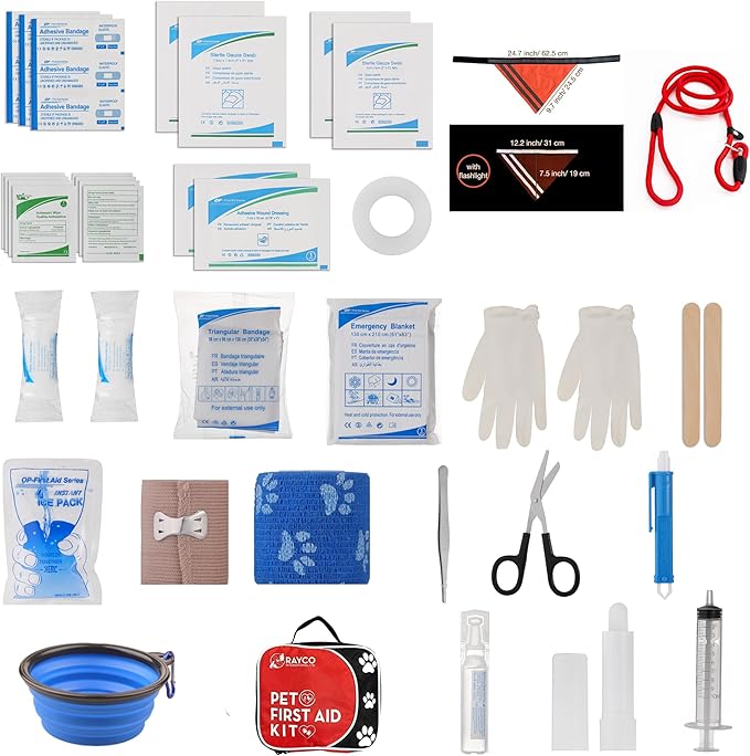 Pet First Aid Emergency Kit for Dogs and Puppies – 45 Piece Compact Travel Kit. Be Ready for Any Pet Emergency!