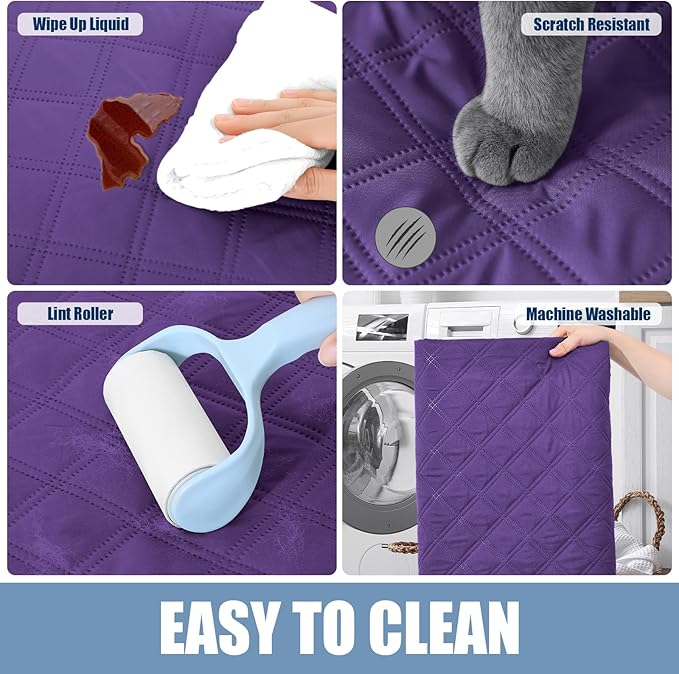 Smiry Waterproof Dog Bed Cover Pet Blanket, Soft Washable Dog Blanket for Furniture Bed Couch Sofa Reversible, Checkered (30"x70", Purple/Purple)